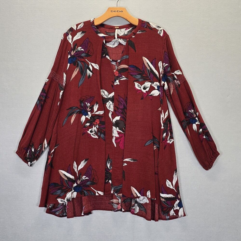 Free People Electric Orchid Tunic Dress Floral Print Size SP
